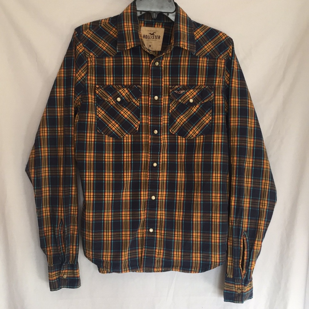 Hollister Mens Long Sleeve Pearl Snap Up Shirt